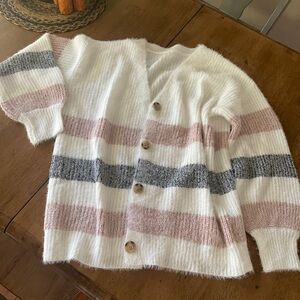 SHEIN Cozy Striped Button-Up Cardigan